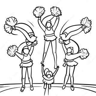 Cheerleading Hold Udfører Stunts Farvelægningsside 27785-21965