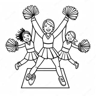 Cheerleading Hold Udfører Stunts Farvelægningsside 27785-21966