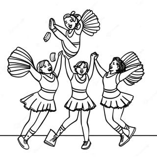 Cheerleading Squad Performing Stunts Coloring Page 27785-21968