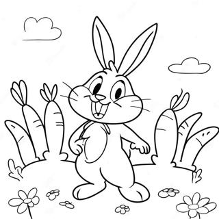 Funny Bugs Bunny In A Carrot Patch Coloring Page 27815-21994