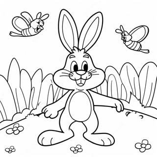 Funny Bugs Bunny In A Carrot Patch Coloring Page 27815-21996