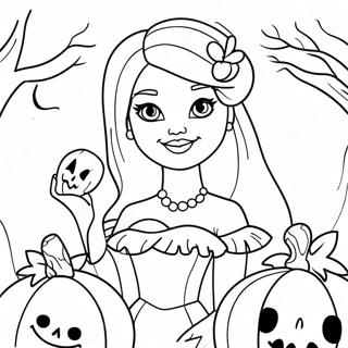 Spooky Halloween Barbie With Pumpkins Coloring Page 27895-22038