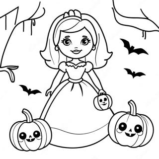 Spooky Halloween Barbie With Pumpkins Coloring Page 27895-22039