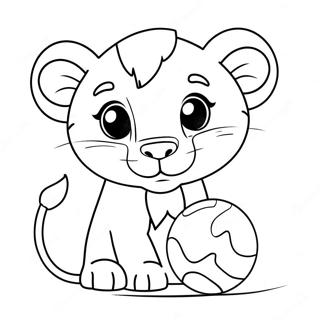 Lion Cub Playing With A Ball Coloring Page 27934-22069