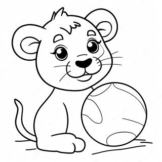 Lion Cub Playing With A Ball Coloring Page 27934-22071