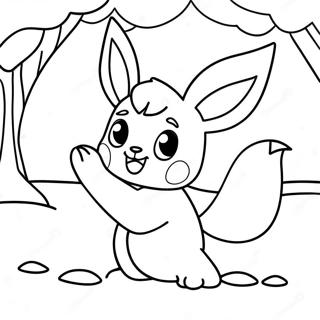 Cute Glaceon Playing In The Snow Coloring Page 28095-22188