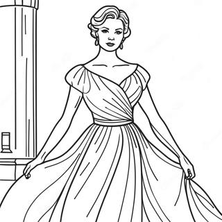 Elegant Woman In A Dress Coloring Page 2811-2262