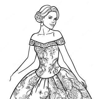 Elegant Woman In A Dress Coloring Page 2811-2263