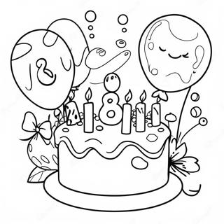 Happy 8th Birthday Celebration Coloring Page 28174-22268