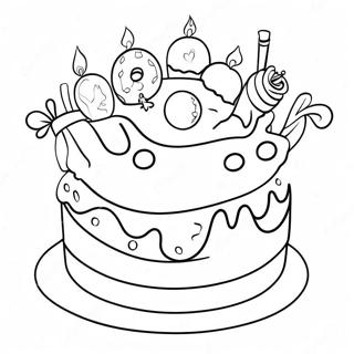 Colorful 8th Birthday Cake Coloring Page 28175-22253