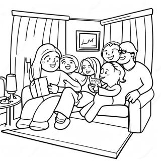 Cozy Family Movie Night Coloring Page 28205-22277