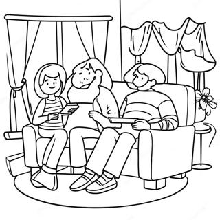 Cozy Family Movie Night Coloring Page 28205-22278