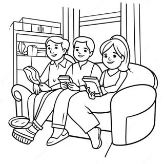 Cozy Family Movie Night Coloring Page 28205-22279