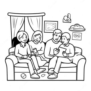 Cozy Family Movie Night Coloring Page 28205-22280