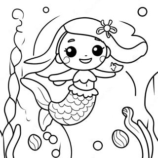 Cute Mermaid Underwater Scene Coloring Page 28274-22332