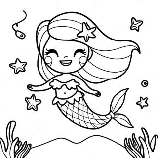 Adorable Mermaid With Starfish Coloring Page 28275-22334