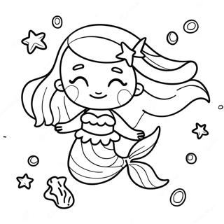 Adorable Mermaid With Starfish Coloring Page 28275-22335