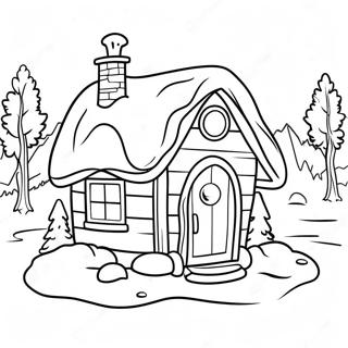 Cozy Winter Cabin With Snowman Coloring Page 28315-22368