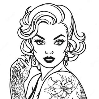 Tattoo Pin Up Girl Coloring Page 28404-22443