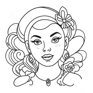 Tattoo Pin Up Girl Coloring Page 28404-22444