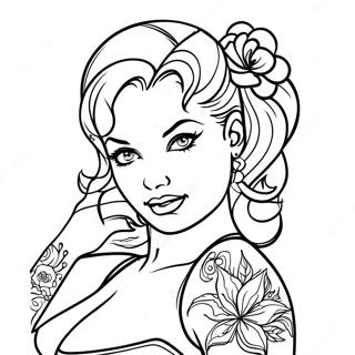 Tattoo Pin Up For Adults Coloring Pages