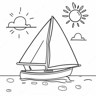 Colorful Sailboat On A Sunny Day Coloring Page 28415-22437