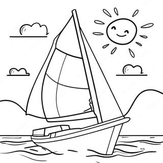 Colorful Sailboat On A Sunny Day Coloring Page 28415-22438