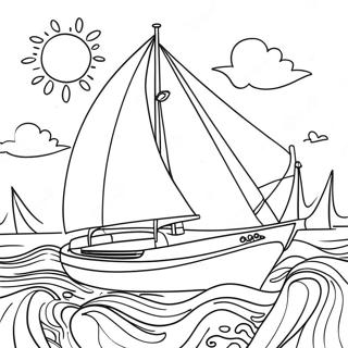 Colorful Sailboat On A Sunny Day Coloring Page 28415-22439