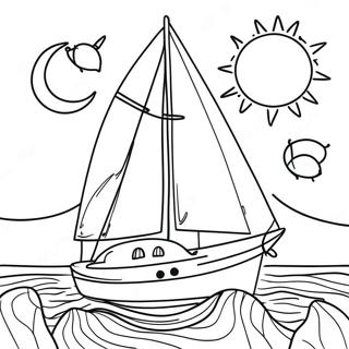 Colorful Sailboat On A Sunny Day Coloring Page 28415-22440