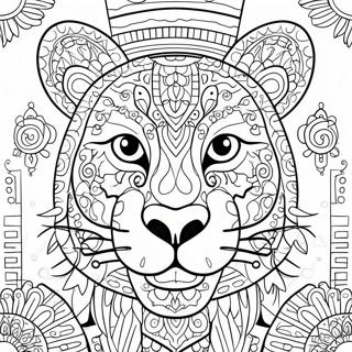 Colorful Mayan Jaguar Coloring Page 28425-22465