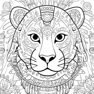 Colorful Mayan Jaguar Coloring Page 28425-22466