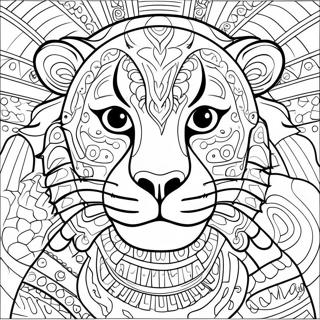 Colorful Mayan Jaguar Coloring Page 28425-22467