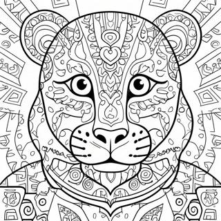 Colorful Mayan Jaguar Coloring Page 28425-22468