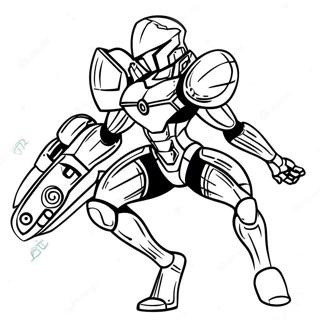 Metroid Samus Aran In Power Suit Coloring Page (28684-22660)