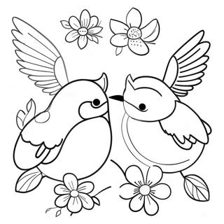 Birds And Flowers Coloring Pages