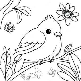 Birds And Flowers Coloring Page 28694-22671