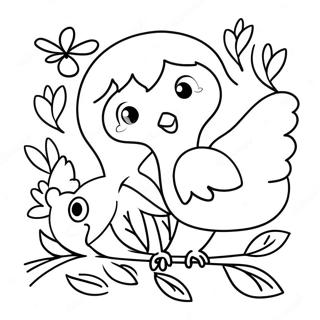 Birds And Flowers Coloring Page 28694-22672