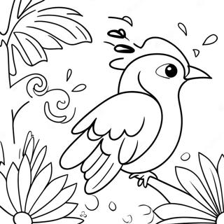 Colorful Tropical Birds And Vibrant Flowers Coloring Page 28695-22665