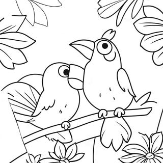 Colorful Tropical Birds And Vibrant Flowers Coloring Page 28695-22668