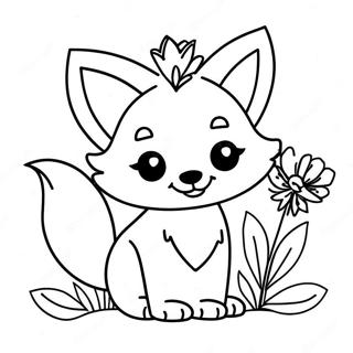 Cute Foxy With Flowers Coloring Page 28705-22678