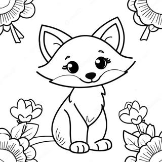 Cute Foxy With Flowers Coloring Page 28705-22679