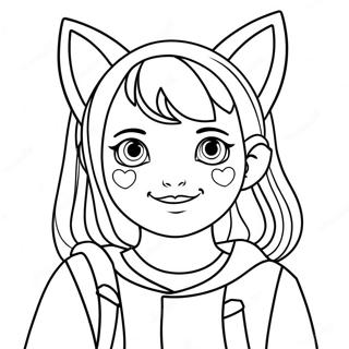 Cute Tumblr Girl With Cat Ears Coloring Page 28714-22690