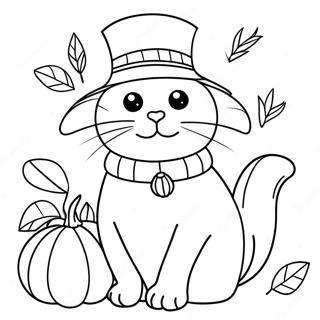 Thanksgiving Cat Coloring Pages