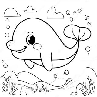 Happy Whale Splashing In The Ocean Coloring Page 28815-22783