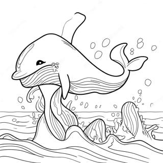 Happy Whale Splashing In The Ocean Coloring Page 28815-22784