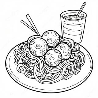 Spaghetti With Meatballs Coloring Page 28884-22828