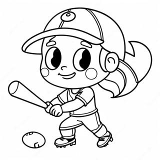 Carino Personaggio Di Softball Pagina Da Colorare 29005-22909