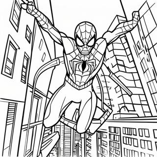 Iron Spider Swinging Through City Coloring Page 29035-22937