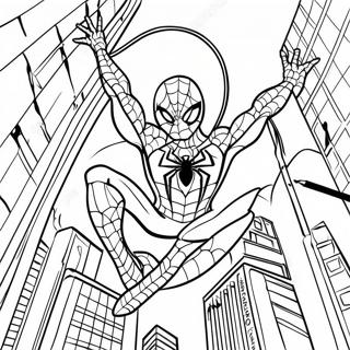 Iron Spider Swinging Through City Coloring Page 29035-22940