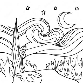 Starry Night Sky Coloring Page 29045-22943